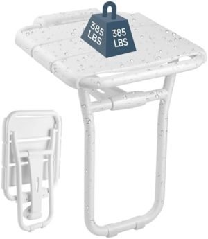 Wall Mounted Folding Shower Seat, Hybodies Bath Chair Shower Bench Seat with 385 LB Capacity, Wall Shower Chair for Senior, The Disabled, Pregnant Women, Multipurpose Stool for Shoe Changing, Sitting