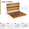 Folding Teak Shower Seat Wall Mounted, Hybodies Waterproof Wood Shower Bench, Wall Mounted Fold Down Wood Stool, Home Care Shower Chair Bench for Pregnants Seniors, Maximum Load 440lb