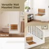 Folding Teak Shower Seat Wall Mounted, Hybodies Waterproof Wood Shower Bench, Wall Mounted Fold Down Wood Stool, Home Care Shower Chair Bench for Pregnants Seniors, Maximum Load 440lb