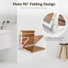 Folding Teak Shower Seat Wall Mounted, Hybodies Waterproof Wood Shower Bench, Wall Mounted Fold Down Wood Stool, Home Care Shower Chair Bench for Pregnants Seniors, Maximum Load 440lb