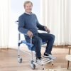 Widened Bedside Commode Wheelchair, Waterproof Aluminum Shower Chair with Lockable Casters, Anti-Tilt Foldable Footrest, 330lbs Weight Capacity, 3 in 1 Multifunctional Commode Chair with Padded Seat
