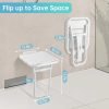 Wall Mounted Folding Shower Seat, Hybodies Bath Chair Shower Bench Seat with 385 LB Capacity, Wall Shower Chair for Senior, The Disabled, Pregnant Women, Multipurpose Stool for Shoe Changing, Sitting