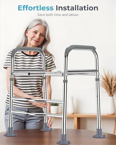 Raised Toilet Seat with Handles, Hybodies Toilet Seat Riser Over-Toilet Chair with Adjustable Height, Bathroom Safety Assist Frame for Seniors, Post-Op, Disabled, Fit Any Toilet, 330 LBS