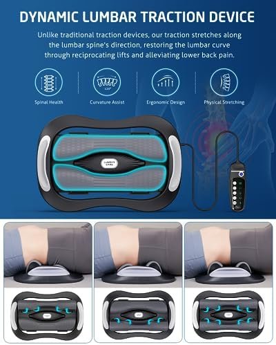 Lower Back Stretching Massager, Electric Lumbar Traction Device with Dynamic Stretching, Adjustable Temperature (104°F - 118.4°F), Vibration Massage - For the Lumbar Spine & Relieving Lower Back Pain