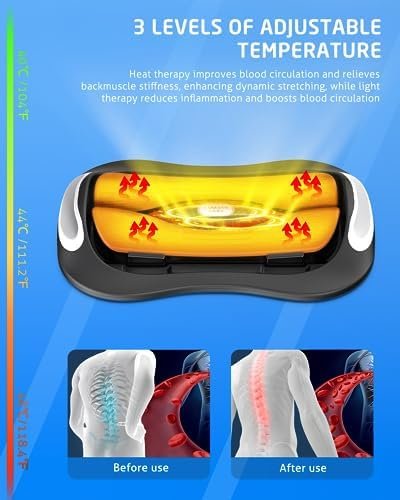 Lower Back Stretching Massager, Electric Lumbar Traction Device with Dynamic Stretching, Adjustable Temperature (104°F - 118.4°F), Vibration Massage - For the Lumbar Spine & Relieving Lower Back Pain