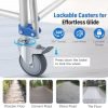 Widened Bedside Commode Wheelchair, Waterproof Aluminum Shower Chair with Lockable Casters, Anti-Tilt Foldable Footrest, 330lbs Weight Capacity, 3 in 1 Multifunctional Commode Chair with Padded Seat