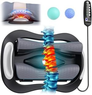 Lower Back Stretching Massager, Electric Lumbar Traction Device with Dynamic Stretching, Adjustable Temperature (104°F - 118.4°F), Vibration Massage - For the Lumbar Spine & Relieving Lower Back Pain