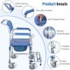 Widened Bedside Commode Wheelchair, Waterproof Aluminum Shower Chair with Lockable Casters, Anti-Tilt Foldable Footrest, 330lbs Weight Capacity, 3 in 1 Multifunctional Commode Chair with Padded Seat