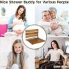 Folding Teak Shower Seat Wall Mounted, Hybodies Waterproof Wood Shower Bench, Wall Mounted Fold Down Wood Stool, Home Care Shower Chair Bench for Pregnants Seniors, Maximum Load 440lb